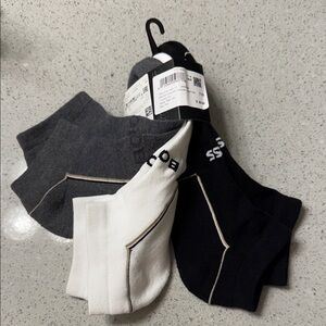 Boss Men's Cushion Athletic Socks - Black, White, Dark Gray Pack of 3